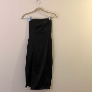 White Fox black strapless dress
